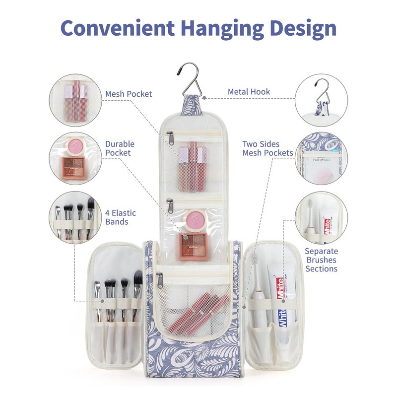 Narwey Small Hanging Toiletry Bag Women Travel Makeup Bag Organizer