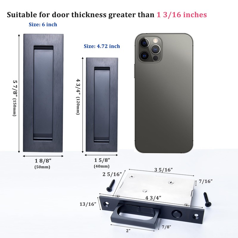 Dontay Sliding Pocket Door Handles, 304 Stainless Steel Non Locking