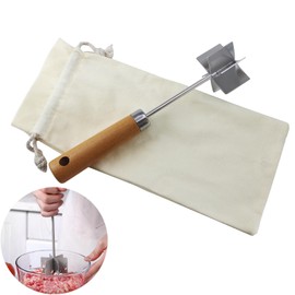 QAZXCDEW-Stainless Steel Meat Chopper, Food Grade 6-Blade Stainless Steel Meat Masher With Dedicated Storage Bag Multi-Purpose Kitchen Tool For Kitchen Cooking Vegetable Puree (11 Inch) - 1pcs