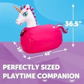 Waddle Large Inflatable Bouncy Hopper - Ride On, Indoor, Outdoor Toys, Bouncy Horse, Toys for Girls and Boys, Durable, Unicorn Toys for Girls, Kids, Adult Toys, Up to 250lbs, Ages 5 and Up (Unicorn)
