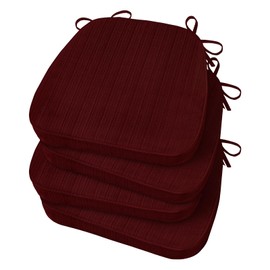 Basic Beyond Chair Cushions for Dining Chairs 4 Pack, D-Shaped Kitchen Chair Cushions with Ties Set of 4, 2.5" Thick Seat Cushions for Dining Room/Kitchen Chairs, 17" x 16", Burgundy