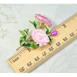 Gyn&Joy Women's Beautiful Enamel Daisy Flower Brooch Pin Fahion Jewelry Accessories BZ209, enamel