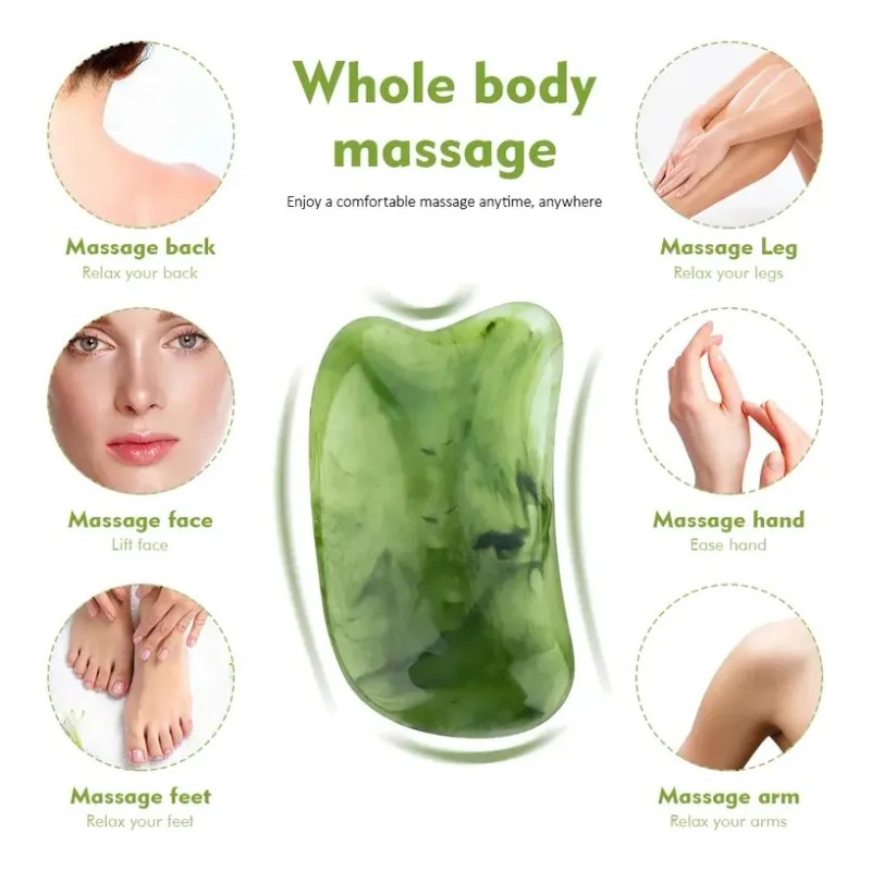 Rodillo Masaje Facial Gua Sha De Jade Antienvejecimiento Kit