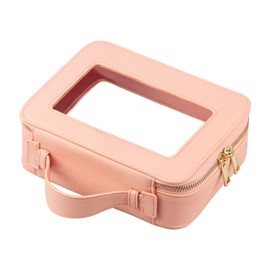 Ebbniur Clear Makeup Bag Travel Cosmetic Case Makeup Bag Organizer Cute Toiletry Bag Leather Car Organizer Car Accessories for Women (Pink)