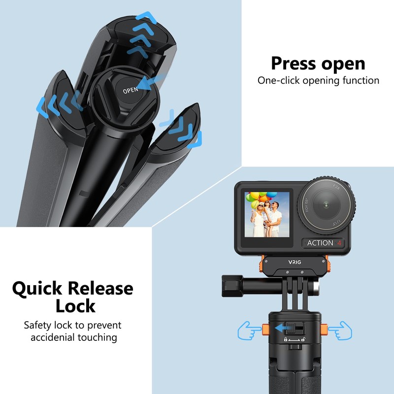 VRIG Osmo Pocket 3 Tripod for Action Camera, Extendable Mini