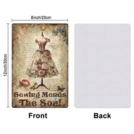 SUPERDANT Sewing Mends The Soul Metal Signs Floral Dress Tin Sign Dress Theme Funng Signs Sewing Metal Wall Plaque Bar Sign for Home Living Room Wall Arts Decoration