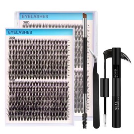 Sezlinver DIY Lash Extension Kit 320 Pcs Lash Clusters Kit Individual Lashes Natural 9-16mm C/D Curl with Bond Seal Tweezers Lash Glue Remover False Eyelashes for Beginner Eyelash Extensions at Home (30D+40D) (Gradient Purple)