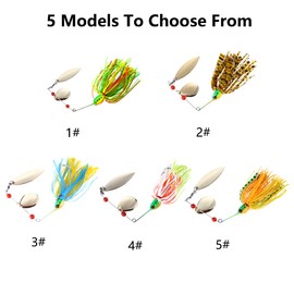 Fishing Lures Spinnerbait, Bass Fishing Lure Spinner Baits Kit Hard Metal Multicolor Buzzbait Spinnerbait Jigs for Bass Pike Trout Salmon-4#