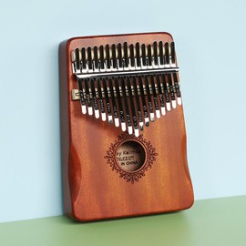 Thumb piano 17 keys, portable finger piano gift, suitable for children and adults, stress relieving finger toy, suitable for relaxing and relieving stress - Color: Retro color