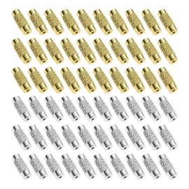 EMSea 60pcs Screw Twist Clasps Brass Barrel Jewelry End Tip Caps 1mm Hole Tube Fastener Cord End Caps 11x3.5mm for DIY Bracelet Necklace Jewelry Making Gold and Silver