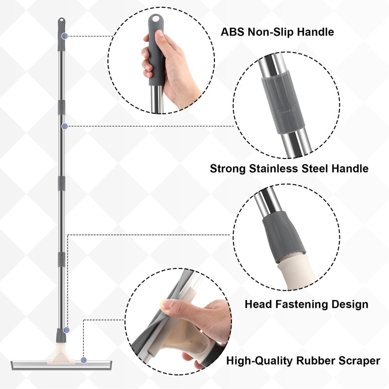 Newthinking Floor Squeegee Heavy Duty, 55 Inch Long Handle Wet
