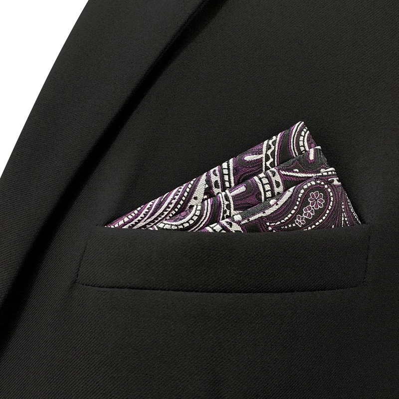 [S&W SHLAX&WING] Men's Dark Purple White Black Color Edge Paisley
