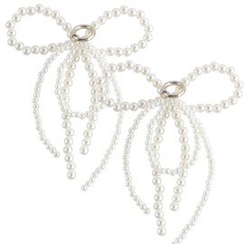 2Pcs Bowknot Pearl Shoe Clips Buckle Bow Pearl Shoe Charms for Sneakers DIY Shoelace Charms for Laces Double Layered Shoe Lace Charm Bead Shoe Decorations Chain for Shoes Accessories for Women