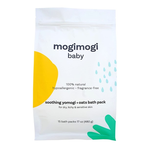 Organic Oatmeal Soothing Bath Soak for Sensitive Skin, Baby & Kids – All Natural & Fragrance-Free, 17 Oz (15 Packs) - Made in USA by mogimogi Baby