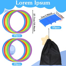 CIATBYYJ 2 Sets 11inch Hopscotch Rings, 10 Plastic Round Hoops with Blue Clips Connectors, Obstacle Course Agility Balance Training Rings, Outdoor Indoor Games Hopscotch Set for Fun and Fitness