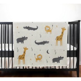 Homeroots Zoo Animals Woven Knitted Baby Blanket