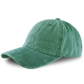 Yazikisa Retro Washed Baseball Cap for Men Classic Plain Distressed Trucker Hat Cotton Soft Dad Hats Adjustable Golf Caps Flat Bill Brim Unisex Outdoor Athletic Headwear Green