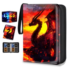 Card Binder 4 Pockets Zip Trading Card Binder for 400 Cards, PU Collection Binder with Removable Sleeves for 50 Pages, Portable Collector Album, Card Book for Game Card, Sports Cards, Gifts