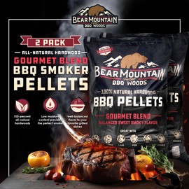 Bear Mountain 2-Pack Wood Pellets for Smoker, Grill & BBQ, 20 Lbs, Gourmet Blend - Premium Hardwood Barbecue Pellets for Indoor and Outdoor Grilling