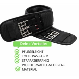 AMKA Short Waffle Neoprene Strap with Elastic and Roller Buckles, Very Soft, Black