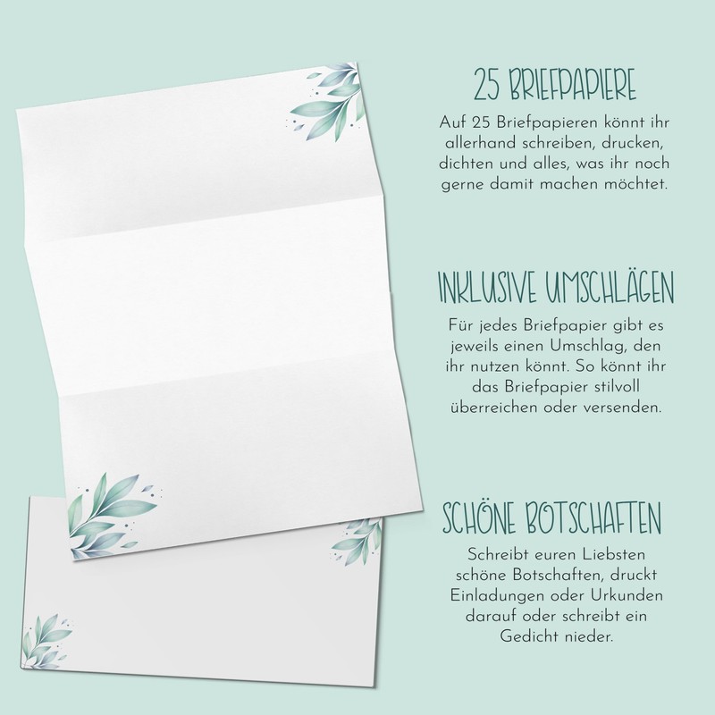 Letter Paper "Flowers" with Envelopes / 25 Sheets in DIN