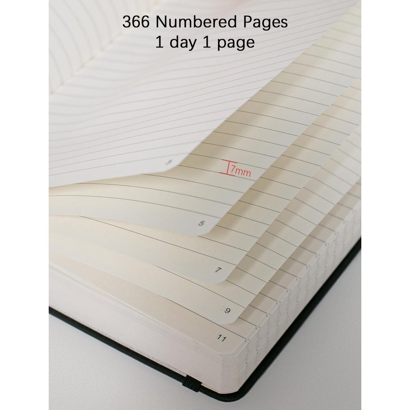 Thick College Ruled Notebook with 366 Numbered Pages, A5 Journals