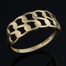 Kooljewelry 14k Yellow Gold 7.9 mm Double Row Curb Link Ring, Fremada