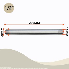 Bwintech 2 Pcs 200MM 1/2" Male × 1/2" Male BSP Thread Stainless Steel 304 Extender Nipple Cast Pipe Fittings