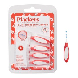 Plackers Tough Spiral Interdental Brush, Pack of 8, I-Shaped, Extra Fine, 0.02 inch (0.5 mm), 4S/SSSS Reusable for Dental Plaque and Eating Spot Removal, Oral Care