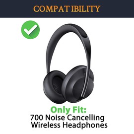 SOULWIT Earpads Cushions for Bose 700 (NC700) Wireless Headphones, Ear Pads Replacement with Softer Leather, High-density Noise Cancelling Foam, Added Thickness - Black