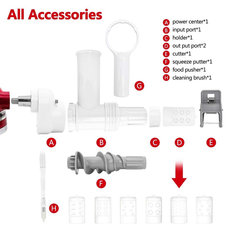 6-in-1 Pasta Maker Attachment Compatible with KitchenAid Stand Mixer, Pasta