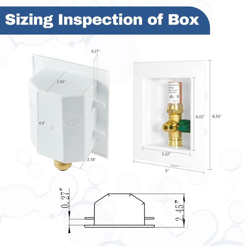 2-PACK GUOFIS Icemaker Outlet Box with 1/2" PEX Crimp Inlet