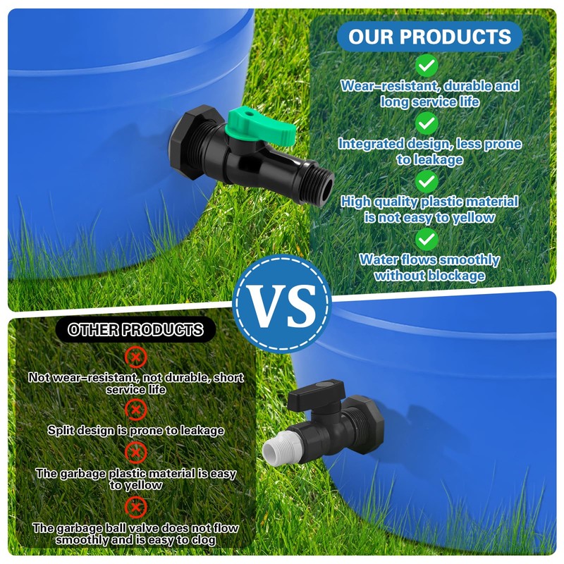 Plastics Rain Barrel Spigot Kit,High Flow Valve Core Water Tank