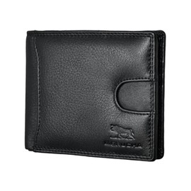 MORUCHA Black Tap-&-Go RFID Wallet, Soft Cowhide Leather Passcase Wallets, Minimalist Wallet, Gift for Men M-130