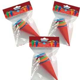 18 (3x 6pcs) Decorative School Cone, Decorative Bags, 12 cm long 12cm