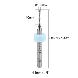 TA-VIGOR 10Pcs 1.2mm Micro Drill Bit, 1/8 Inch Shank PCB Drill Bits Tungsten Carbide Spiral Flute CNC Router Bits Drilling Rotary Tool for Print Circuit Board Jewelry CNC Engraving, Random Color