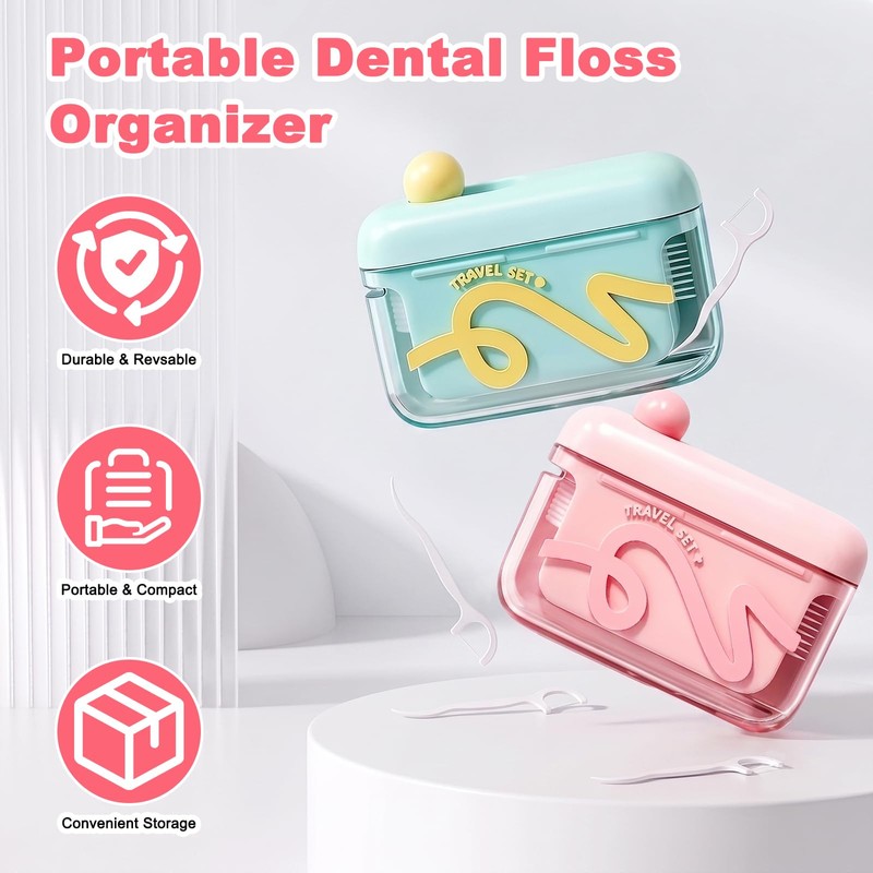 2 Pack Automatic Pop-up Floss Dispenser with 100 Pcs Dental