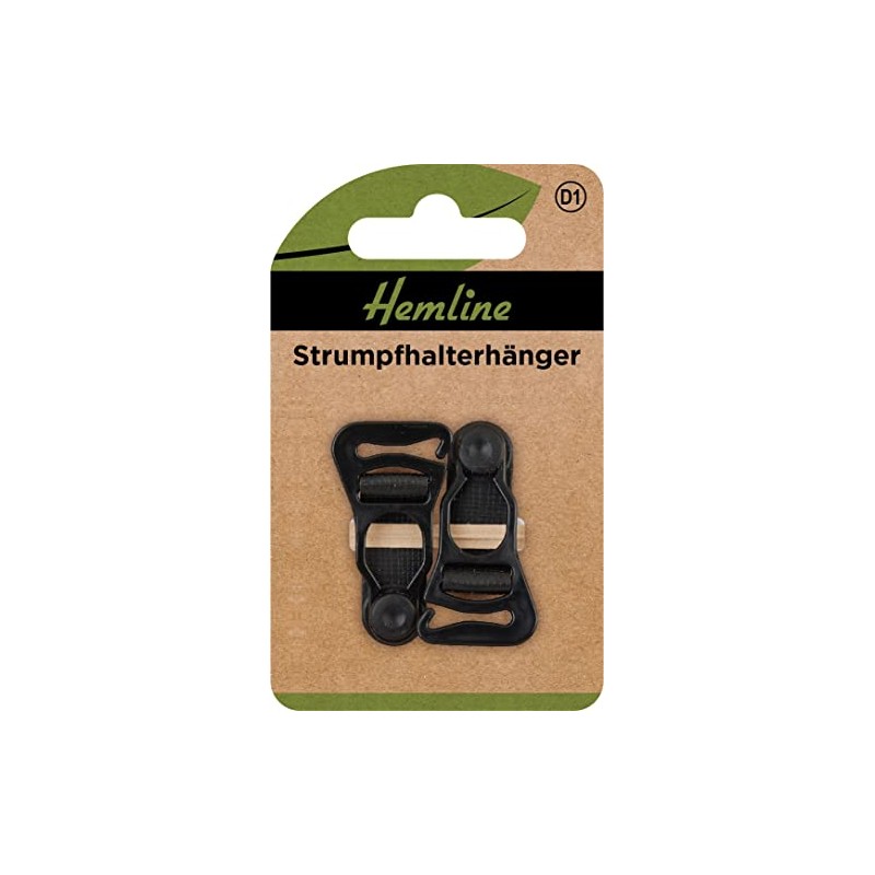Hemline Green SUSPENDER END BLACK 2PCS