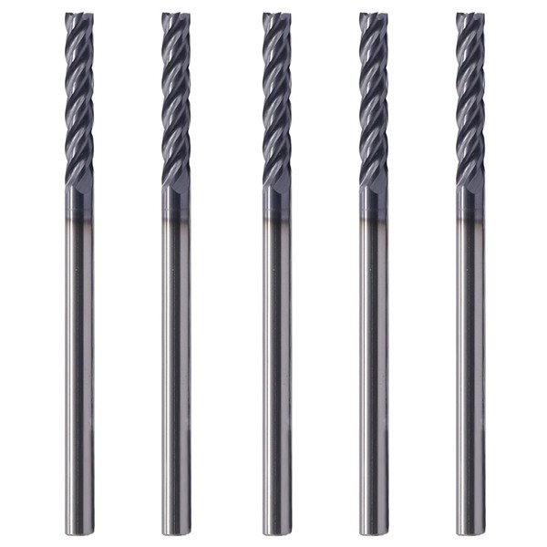 BestParts High Performance 5pcs Solid Carbide Long End Mills, AlTiN