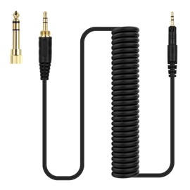 Gneinour ATH-M50X Replacement Cable Compatible with Audio-Technica ATH-M50X ATH-M40X ATH-M60X ATH-M70X Headphone, Coiled Audio Cable with 6.35mm Adapter, 5-10ft