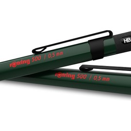 rOtring 500 Mechanical Pencil | 12 x 0.5mm HB Leads | Green hexagonal plastic barrel and non-slip textured metal grip