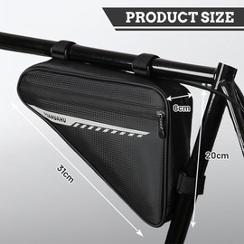 HAGOT Bike Triangle Frame Bag, Waterproof Front Handlebar Bag, Saddle Storage Tube Bags with Reflective Stripe, Cycling Pouch for Road Mountain Bikes