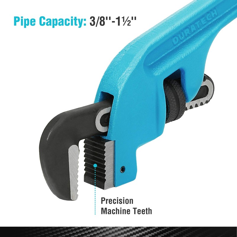 DURATECH 10-Inch Offset Pipe Wrench, Heavy Duty End Pipe Wrench,