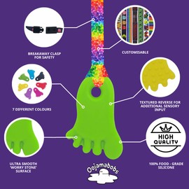 Sensory Oojamabobs - Foot Pendant chew Necklace - Autism - Green with Lanyard (6 Designs Available!) (54cm, Plain Green)