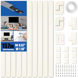 Delamu Canaletas para Cables Pared, Kit de Gestión de Cables con Cubre Cables Pared para Televisor, Canaletas Instalación Fácil, Cubiertas Premium para Cable, 10×17mm*30mm*40cm, Beige