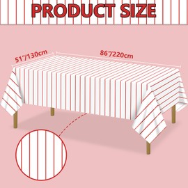 APUXXJUPA Baseball Tablecloths, 4 Pcs Red and White Stripe Plastic Table Covers for Baseball Birthday Decorations Sports Theme Party Supplies