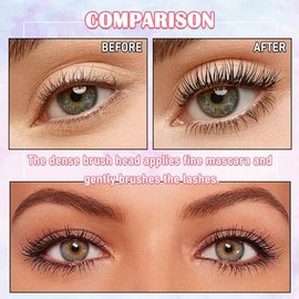 2 Pack 4D Silk Fiber Lash Mascara,Lengthening and Thick,Long Lasting Waterproof Mascara Set for Women,All Day Smudge-Proof,Volume and Length （Black）A