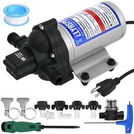 2088-594-144 RV Water Pump, 115V AC, 45PSI, 4.0 GPM, 240GPH, 15.1LPM, Self-Priming Diaphragm Water Pump,Includes Pressure Switch and Detachable Filters,No Noise, for RV, Marine, Yacht, Caravan