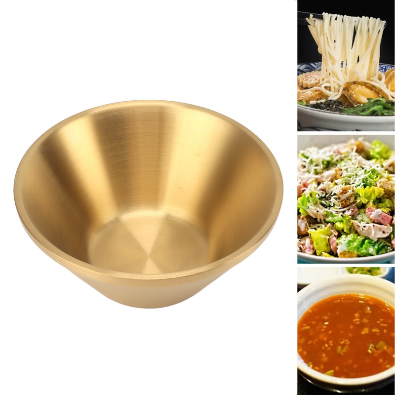 304 Stainless Steel Salad Bowl Double Layer Metal Round Bowl