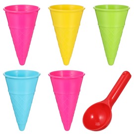 HEMOTON 6pcs Outdoor Beach Toys Ice Cream Cones Scoop Set Sand Mold Toys Seaside Play Sand Toys for Kids Toddlers